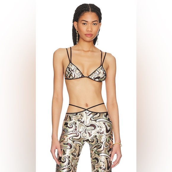 NWT REVOLVE x Camila Coelho Trina Bralette in Brown Waves - Picture 3 of 5